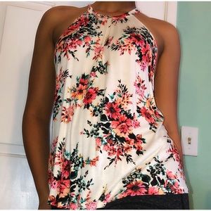 Spring floral halter tank top M